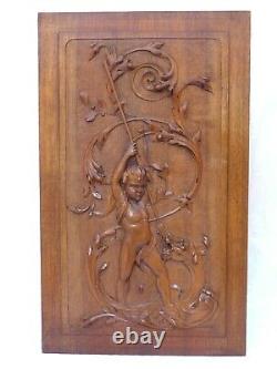 Gorgeous Antique French Hand Carved Walnut Panel Gothic Chimera Cupboard Salvage