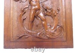 Gorgeous Antique French Hand Carved Walnut Panel Gothic Chimera Cupboard Salvage