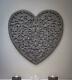 Gorgeous Grey Large Filigree Heart Shaped Hand Carved Wall Panel