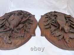 Gorgeous Pair Antique French Hand Carved Wood Doors Panels Cupboard Salvage 19TH