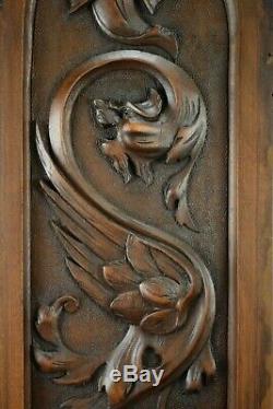 Gothic French Hand Carved Wood Griffin Wall Panel Chimera