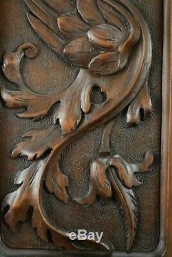 Gothic French Hand Carved Wood Griffin Wall Panel Chimera
