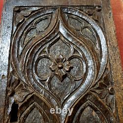 Gothic flamboyant wood carving panel door Antique French architectural salvage