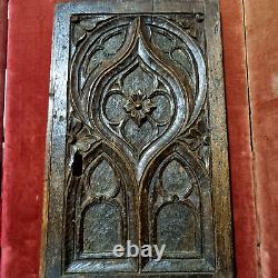 Gothic flamboyant wood carving panel door Antique French architectural salvage