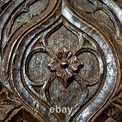 Gothic flamboyant wood carving panel door Antique French architectural salvage