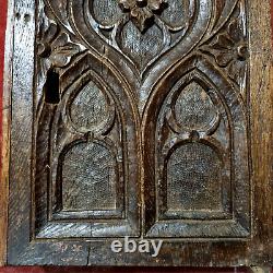 Gothic flamboyant wood carving panel door Antique French architectural salvage