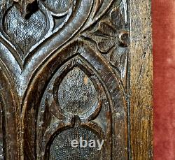 Gothic flamboyant wood carving panel door Antique French architectural salvage