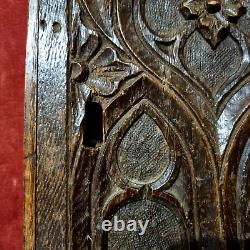 Gothic flamboyant wood carving panel door Antique French architectural salvage