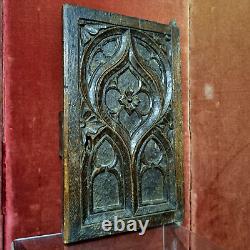 Gothic flamboyant wood carving panel door Antique French architectural salvage