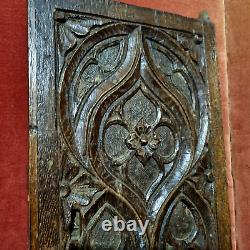 Gothic flamboyant wood carving panel door Antique French architectural salvage