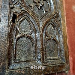 Gothic flamboyant wood carving panel door Antique French architectural salvage