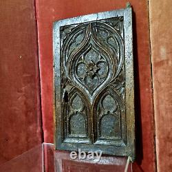 Gothic flamboyant wood carving panel door Antique French architectural salvage