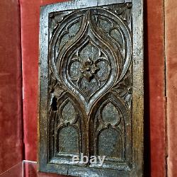 Gothic flamboyant wood carving panel door Antique French architectural salvage