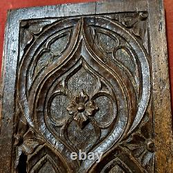 Gothic flamboyant wood carving panel door Antique French architectural salvage