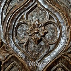 Gothic flamboyant wood carving panel door Antique French architectural salvage