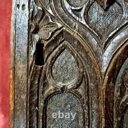 Gothic flamboyant wood carving panel door Antique French architectural salvage