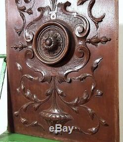 Gothic rosette wood carving panel Antique french scroll architectural salvage