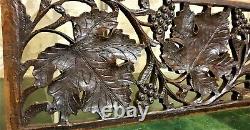 Grapes vine lace pierced wood carving panel antique french architectural salvage