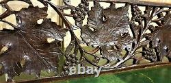 Grapes vine lace pierced wood carving panel antique french architectural salvage