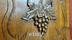 Grapes vine wine wood carving panel Antique french architectural salvage 17