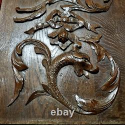 Griffin scroll leaf wood carving panel 21 Antique French architectural salvage