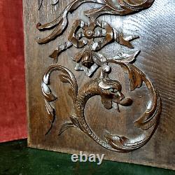 Griffin scroll leaf wood carving panel 21 Antique French architectural salvage