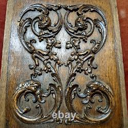 Griffin scroll leaves wood carving panel Antique French architectural salvage