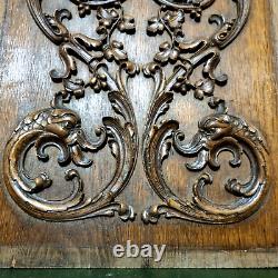 Griffin scroll leaves wood carving panel Antique French architectural salvage