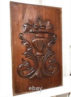 Griffin scroll leaves wood carving panel Antique french architectural salvage