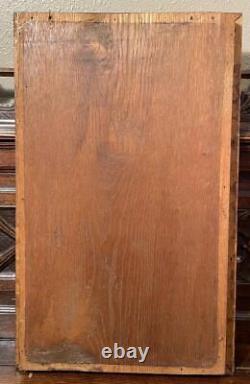 Hand Carved Belgian Antique Oak Wood Panel with Bar/Drinking Scene