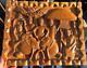 Hand Carved Ethnic Wood Carving Storyboad Panel Tribal Art Men Women Tree Drums