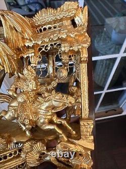 Hand Carved Gilded Wooden Chinese Wall Panel