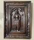Hand Carved Gothic Antique Oak Wood Panel With A Knight