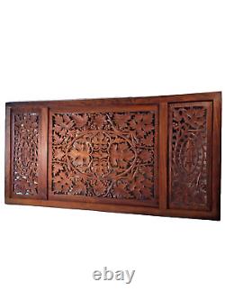 Hand Carved Wood Grape Vines with Grape Wall Art Relief Panel 24 x 12