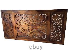 Hand Carved Wood Grape Vines with Grape Wall Art Relief Panel 24 x 12