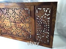 Hand Carved Wood Grape Vines with Grape Wall Art Relief Panel 24 x 12