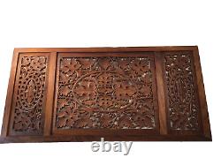 Hand Carved Wood Grape Vines with Grape Wall Art Relief Panel 24 x 12