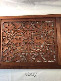 Hand Carved Wood Grape Vines with Grape Wall Art Relief Panel 24 x 12