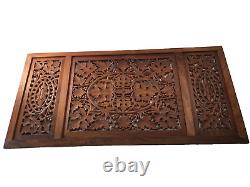 Hand Carved Wood Grape Vines with Grape Wall Art Relief Panel 24 x 12