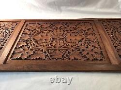 Hand Carved Wood Grape Vines with Grape Wall Art Relief Panel 24 x 12