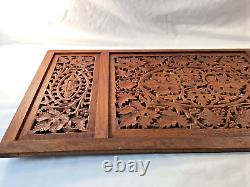 Hand Carved Wood Grape Vines with Grape Wall Art Relief Panel 24 x 12