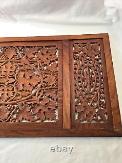 Hand Carved Wood Grape Vines with Grape Wall Art Relief Panel 24 x 12