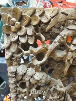 Hand Carved Wood Wall Panel 13x19x1.5 Art Indonesian very good & detailed
