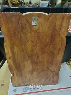 Hand Carved Wood Wall Panel 13x19x2 Art Indonesian very good