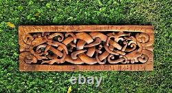 Hand Carved Wooden Brown Viking Norse Runes Panel Wall Hanging Gift New