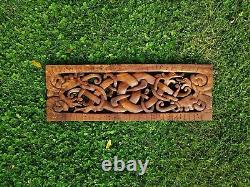 Hand Carved Wooden Brown Viking Norse Runes Panel Wall Hanging Gift New