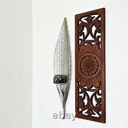 Hand Carved Wooden Decorative Wall Art Lotus Bed Headboard Panel Yoga Gift