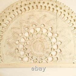 Hand Carved Wooden Decorative Wall Art Lotus Bed Large Headboard Panel 4x8 ft