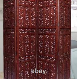 Hand Carved Wooden Partition Screen/Room Divider in Sheesham Wood 4 Panels P3