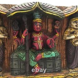 Hand-carved India Colorful Decorative Wood Wall Hanging Panel Plaque 5.6